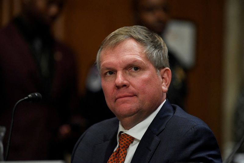 © Reuters. FILE PHOTO: Norfolk Southern Chief Executive Alan Shaw testifies on the East Palestine, Ohio train derailment before a U.S. Senate Environment and Public Works Committee hearing on Capitol Hill, in Washington, U.S., March 9, 2023. REUTERS/Mary F. Calvert/File Photo