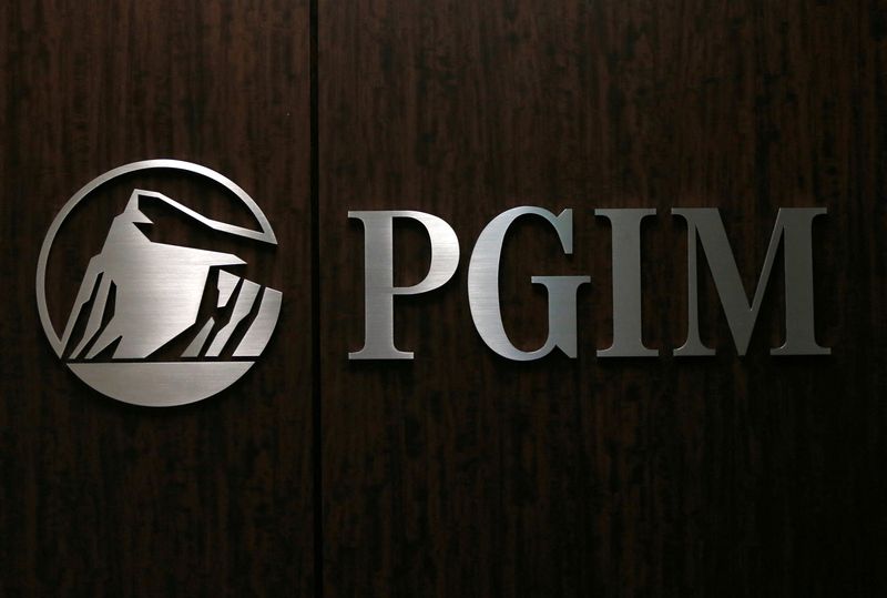 © Reuters. FILE PHOTO: The logo of PGIM is seen at the entrance of the compan's office in Tokyo, Japan, April 5, 2017. REUTERS/Issei Kato/File Photo