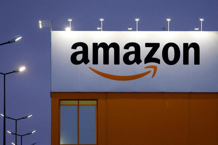 &copy; Reuters. The logo of Amazon is seen at the company logistics center in Lauwin-Planque, northern France. REUTERS/Pascal Rossignol/File Photo