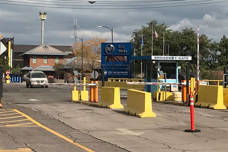 &copy; Reuters. The U.S. Steel Corporation facility entry gate is seen in Gary, Indiana, U.S., on October 15, 2018. Picture taken on October 15, 2018.  REUTERS/Rajesh Singh/File Photo