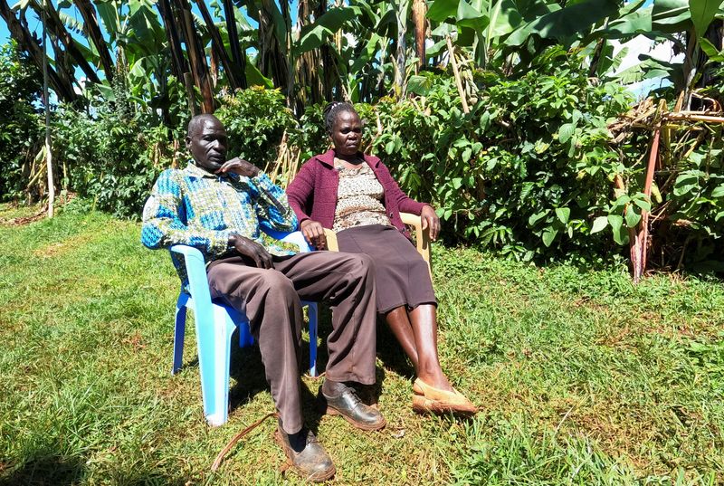 &copy; Reuters. Joseph Cheptegei and Agnes, parents of the Ugandan slain Olympian, Rebecca Cheptegei, who died at the Moi Teaching & Referral Hospital (MTRH) after her former boyfriend doused her in petrol and set her ablaze, attend a Reuters interview at their home in K