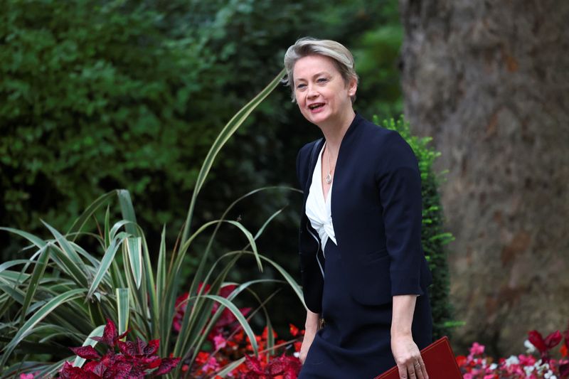 &copy; Reuters. Britain's Home Secretary Yvette Cooper walks outside 10 Downing Street in London, Britain, September 3, 2024. REUTERS/Toby Melville/ File Photo