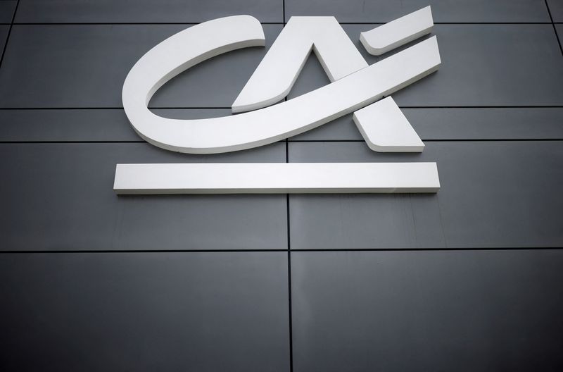 &copy; Reuters. FILE PHOTO: A Credit Agricole logo is seen outside a bank office in Reze near Nantes, France, May 12, 2021. REUTERS/Stephane Mahe/File Photo