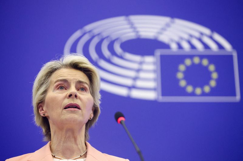 © Reuters. European Commission President Ursula von der Leyen holds a press conference on the proposed structure and portfolios of the college of European commissioners in Strasbourg, France September 17, 2024. REUTERS/Johanna Geron