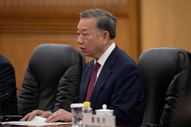 &copy; Reuters. Vietnam's President To Lam speaks as he attends a meeting with Chinese President Xi Jinping (not pictured) at the Great Hall of the People in Beijing, China, August 19, 2024. ANDRES MARTINEZ CASARES/Pool via REUTERS/File Photo