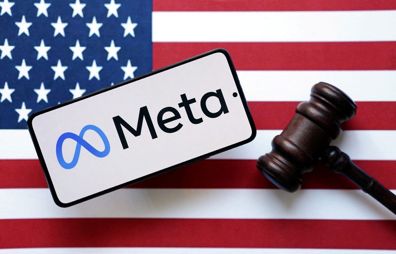 &copy; Reuters. FILE PHOTO: Meta, U.S. flag and judge's gavel are seen in this illustration taken, August 6, 2024. REUTERS/Dado Ruvic/Illustration/File Photo