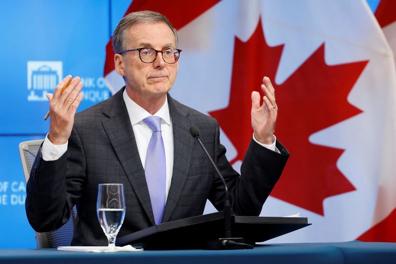 &copy; Reuters. FILE PHOTO: Bank of Canada Governor Tiff Macklem takes part in a news conference, after cutting key interest rate, in Ottawa, Ontario, Canada July 24, 2024. REUTERS/Blair Gable/File Photo