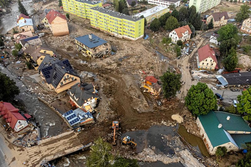 © Reuters. A drone view of damages caused by flooding in Stronie Slaskie, Poland, September 17, 2024. Agencja Wyborcza.pl/Michal Ryniak via REUTERS   