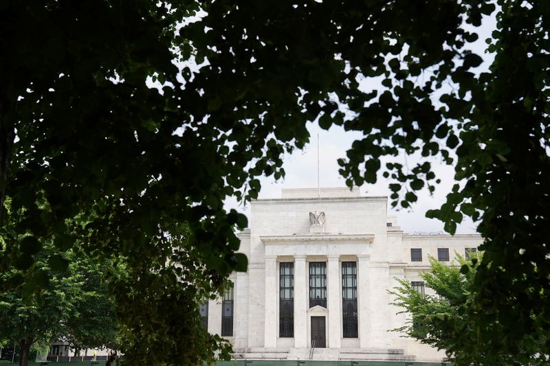 &copy; Reuters. FILE PHOTO: The exterior of the Marriner S. Eccles Federal Reserve Board Building is seen in Washington, D.C., U.S., June 14, 2022. REUTERS/Sarah Silbiger/File Photo