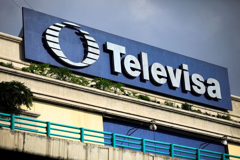 &copy; Reuters. FILE PHOTO: The logo of broadcaster Televisa is seen outside its headquarters in Mexico City, Mexico, June 15, 2024. REUTERS/Raquel Cunha/File Photo