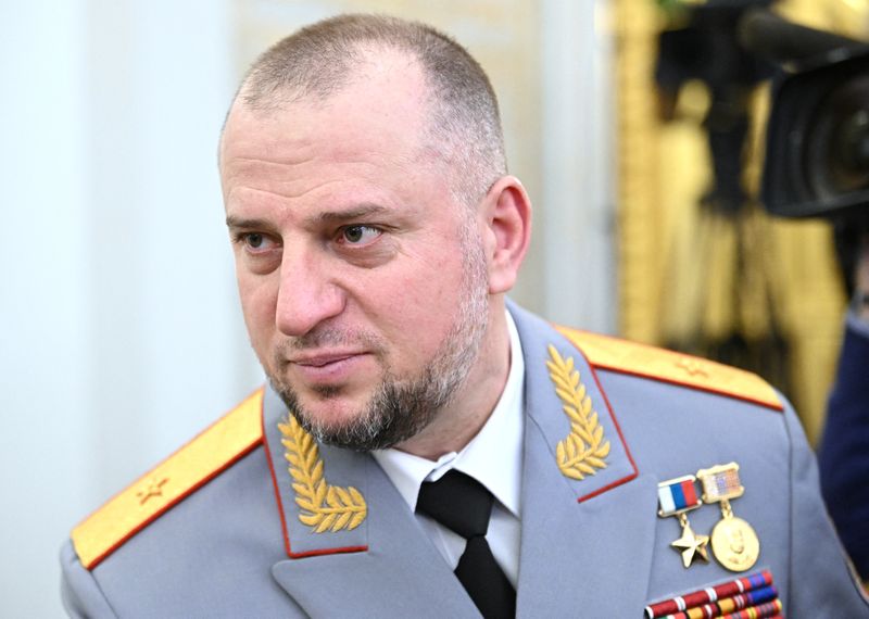 &copy; Reuters. Adviser to the Chechen Republic Head, Commander of the Akhmat special forces unit of the Russian National Guard Troops Major General, Apti Alaudinov waits before a ceremony inaugurating Vladimir Putin as President of Russia at the Kremlin in Moscow, Russi