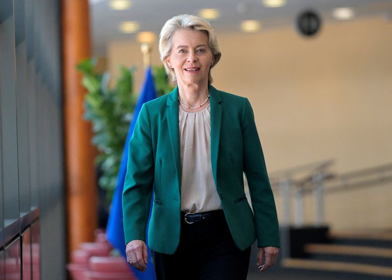 &copy; Reuters. European Commission President Ursula von der Leyen arrives for a meeting of the Board of Commissioners in Brussels, Belgium, September 18, 2024. JOHN THYS/Pool via REUTERS/ File Photo