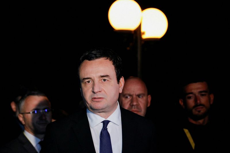 &copy; Reuters. Kosovo's Prime Minister Albin Kurti looks on as he speaks to the media, in Ohrid, North Macedonia March 18, 2023.REUTERS/Ognen Teofilovski/File Photo