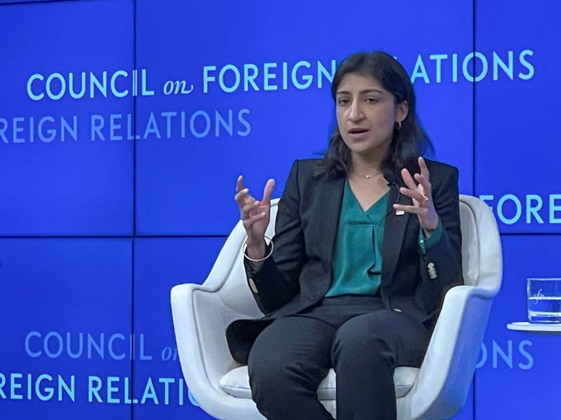 &copy; Reuters. U.S. Federal Trade Commission Chair Lina Khan speaks at the Council on Foreign Relations in New York, U.S., September 20, 2024. REUTERS/Lananh Nguyen