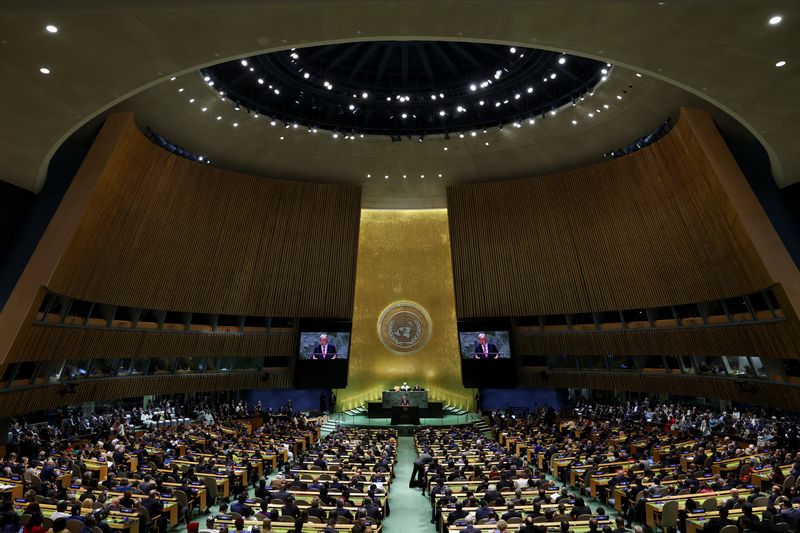 © Reuters. United Nations Secretary-General Antonio Guterres addresses the 79th United Nations General Assembly at U.N. headquarters in New York, U.S., September 24, 2024.  REUTERS/Mike Segar