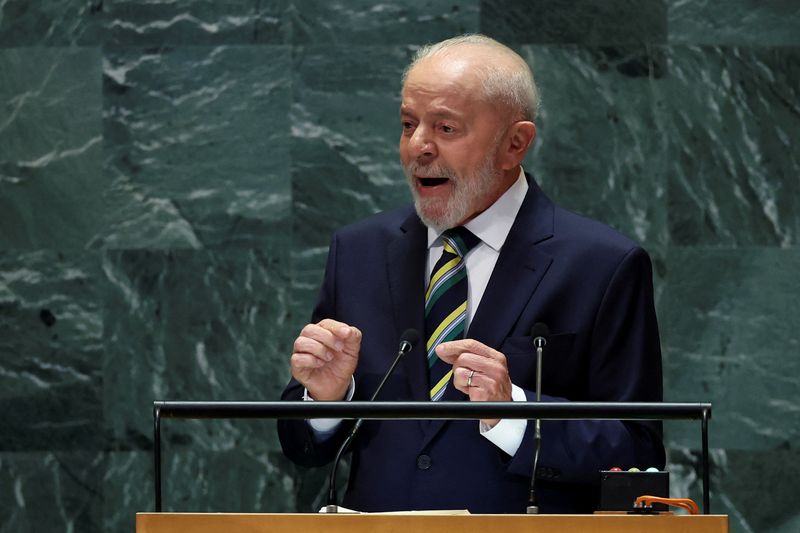 &copy; Reuters. Presidente Luiz Inácio Lula da Silva durante discurso na 79ª Assembleia Geral da ONU, em Nova York, EUAn24/09/2024nREUTERS/Mike Segar