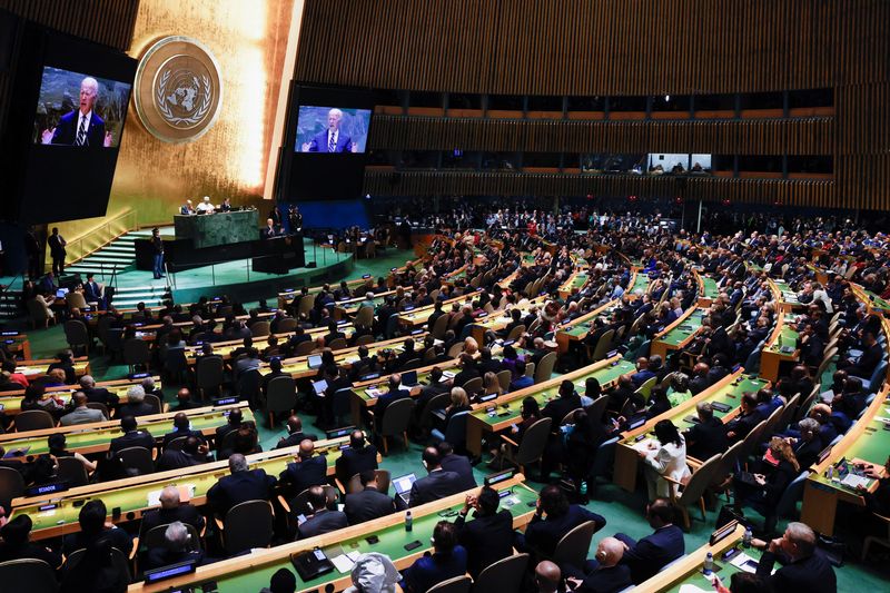 © Reuters. U.S. President Joe Biden addresses the 79th United Nations General Assembly at U.N. headquarters in New York, U.S., September 24, 2024.  REUTERS/Shannon Stapleton