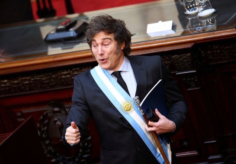 &copy; Reuters. Presidente da Argentina, Javier Milein15/09/2024nREUTERS/Agustin Marcarian