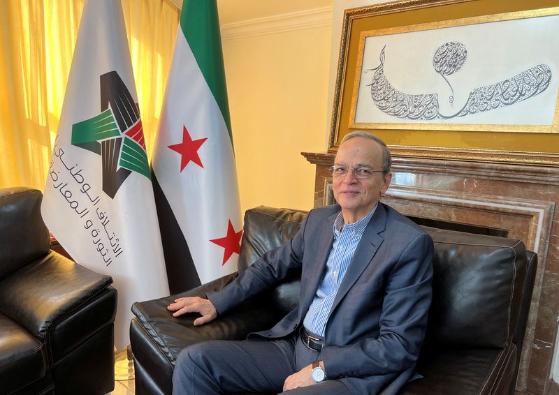 © Reuters. Hadi Al Bahra, president of the National Coalition of Syrian Revolution and Opposition Forces, poses after an interview with Reuters in his office in Istanbul, Turkey, September 19, 2024. REUTERS/Jonathan Spicer