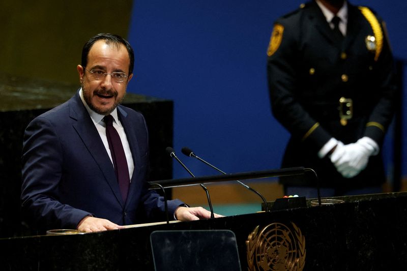 &copy; Reuters. Cyprus' President Nikos Christodoulides addresses the 79th United Nations General Assembly at U.N. headquarters in New York, U.S., September 25, 2024. REUTERS/Shannon Stapleton