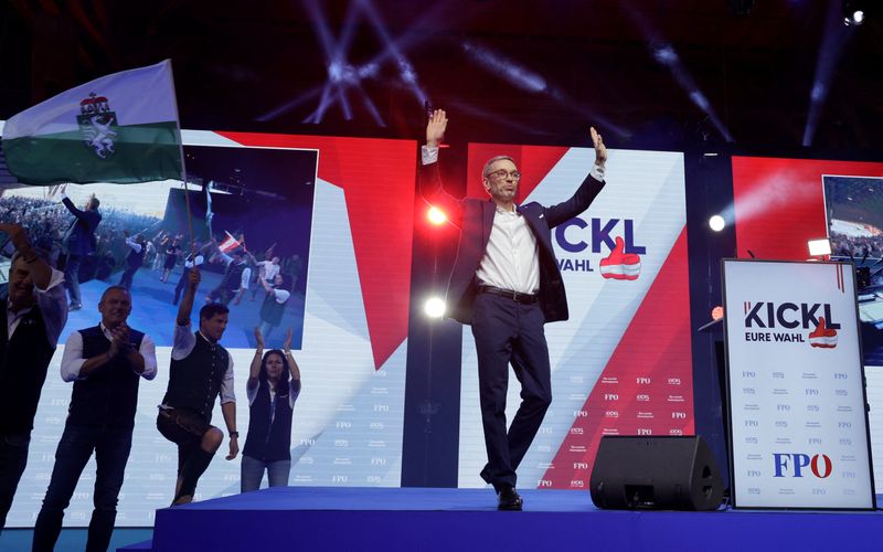 © Reuters. Austria's Freedom Party (FPOe) leader and top candidate Herbert Kickl attends his party's election campaign kick-off in Graz, Austria, September 7, 2024. REUTERS/Leonhard Foeger