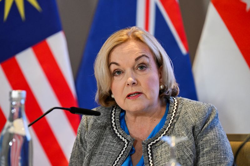 © Reuters. New Zealand's Defence Minister Judith Collins speaks at the Five Power Defence Arrangements (FPDA) Defence Ministers’ Joint Press Conference Meeting (FDMM) on the sidelines of the Shangri-La Dialogue in Singapore May 31, 2024. REUTERS/Caroline Chia/File Photo