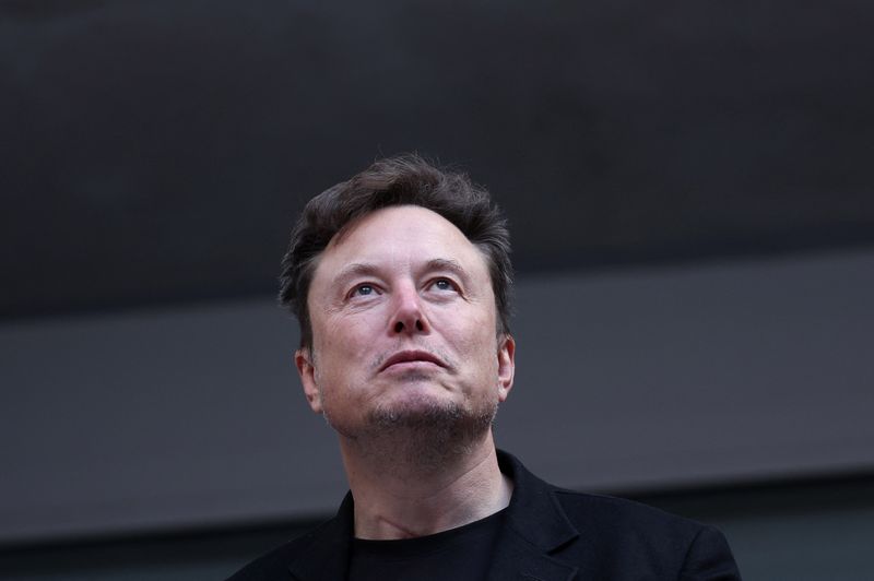 &copy; Reuters. FILE PHOTO: Tennis - U.S. Open - Flushing Meadows, New York, United States - September 8, 2024 Elon Musk is seen during the final match between Italy's Jannik Sinner and Taylor Fritz of the U.S. REUTERS/Mike Segar/File Photo