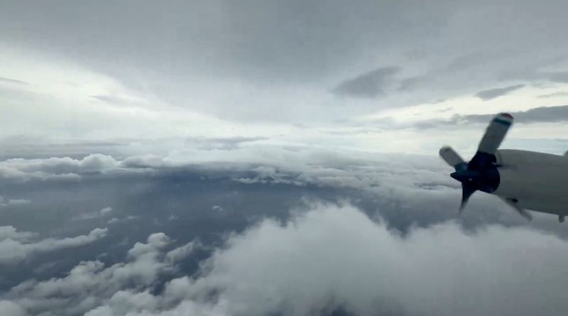 © Reuters. A view of Tropical Storm Helene from the National Oceanic and Atmospheric Administration (NOAA) aircraft, September 25, 2024 is seen in this screenshot obtained from the social media video. Nick Underwood, NOAA/via REUTERS 