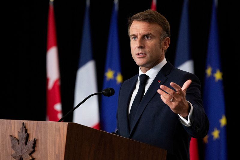 &copy; Reuters. Presidente da França, Emmanuel Macron, dá entrevista coletiva em Montrealn26/04/2024nREUTERS/Evan Buhler