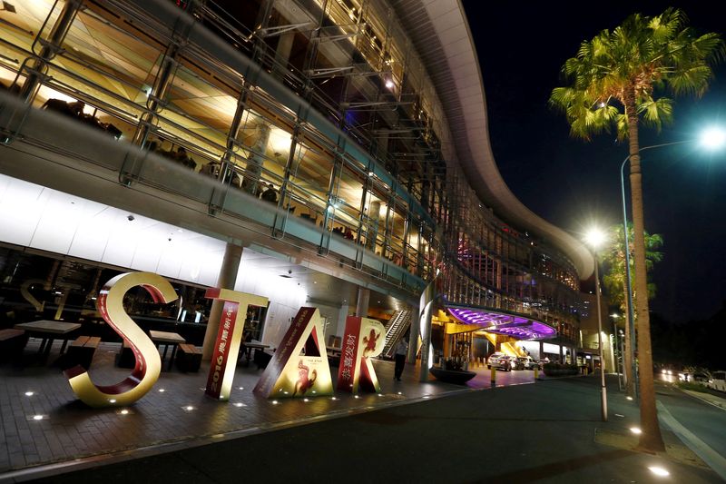 &copy; Reuters. FILE PHOTO: Sydney's Star Casino complex is seen illuminated at night, February 15, 2016. REUTERS/Jason Reed/File Photo