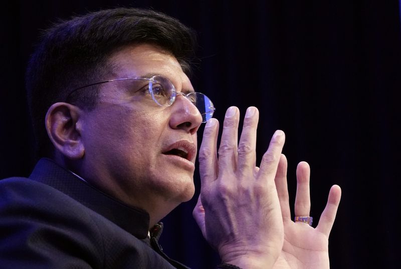 &copy; Reuters. FILE PHOTO: Piyush Goyal, India's Minister of Commerce and Industry, attends a session at the 50th World Economic Forum (WEF) annual meeting in Davos, Switzerland, January 21, 2020. REUTERS/Denis Balibouse/File Photo