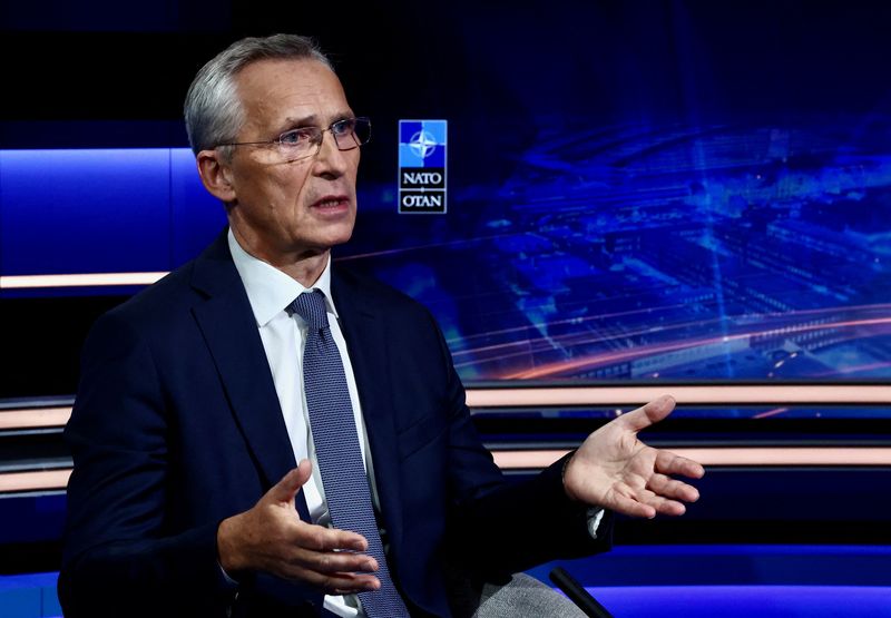 &copy; Reuters. NATO Secretary General Jens Stoltenberg reacts during an interview with Reuters at the alliance's headquarters in Brussels, Belgium September 30, 2024.  REUTERS/Yves Herman