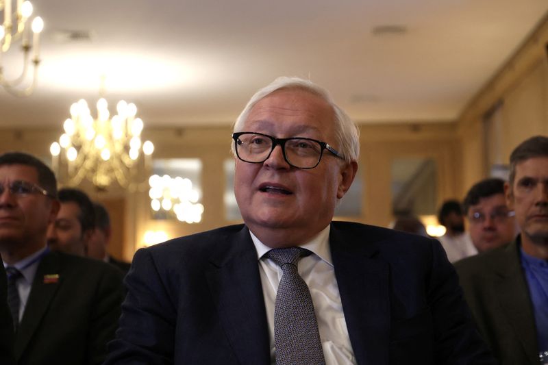 © Reuters. FILE PHOTO: Deputy Foreign Minister of Russia Sergei Ryabkov attends the Iran and BRICS summit in Tehran, Iran, August 8, 2023. Majid Asgaripour/WANA (West Asia News Agency) via REUTERS/File Photo