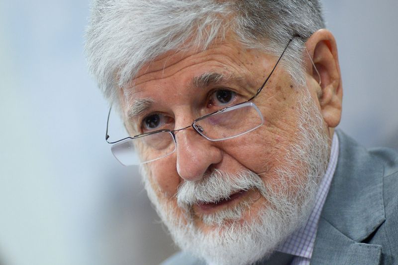 &copy; Reuters. Celso Amorim, assessor para assuntos internacionais do presidente Luiz Inácio Lula da Silva, fala em comissão no Senadon15/08/2024nREUTERS/Andressa Anholete