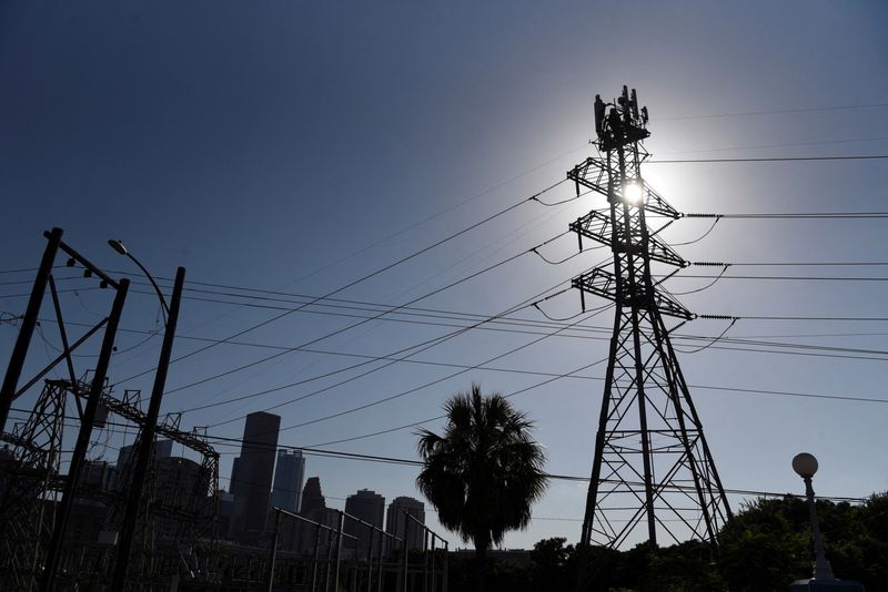 © Reuters. FILE PHOTO: A general view of power lines as power demand increased during a spell of hot weather in Houston, Texas, U.S., June 27, 2023. REUTERS/Callaghan O?Hare/File Photo