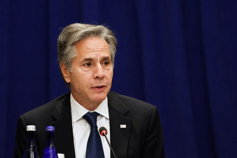 &copy; Reuters. FILE PHOTO: U.S. Secretary of State Antony J. Blinken speaks during a ministerial meeting of the Foreign Ministry Channel for Global Health Security, in New York, U.S. Sept. 27, 2024. Heather Khalifa/Pool via REUTERS/File Photo