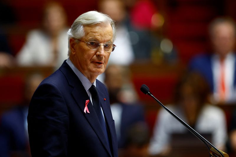 &copy; Reuters. French Prime Minister Michel Barnier delivers his general policy speech at the National Assembly in Paris, France, October 1, 2024. REUTERS/Sarah Meyssonnier