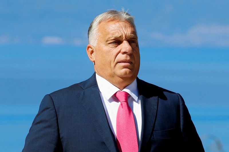 &copy; Reuters. Primeiro-ministro da Hungria, Viktor Orbán, durante visita à Macedônia do Norten27/09/2024 REUTERS/Ognen Teofilovski