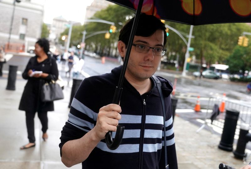 &copy; Reuters. FILE PHOTO: Former drug company executive Martin Shkreli arrives at U.S. District Court for the fifth day of jury deliberations in his securities fraud trial in the Brooklyn borough of New York City, U.S., August 4, 2017. REUTERS/Carlo Allegri/File Photo