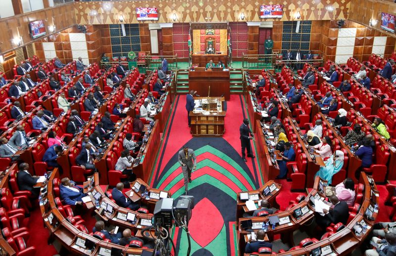 © Reuters. A general view shows Kenyan Members of Parliament as they discuss the impeachment of Deputy President Rigathi Gachagua inside the Parliament buildings in Nairobi, Kenya October 8, 2024. REUTERS/Monicah Mwangi