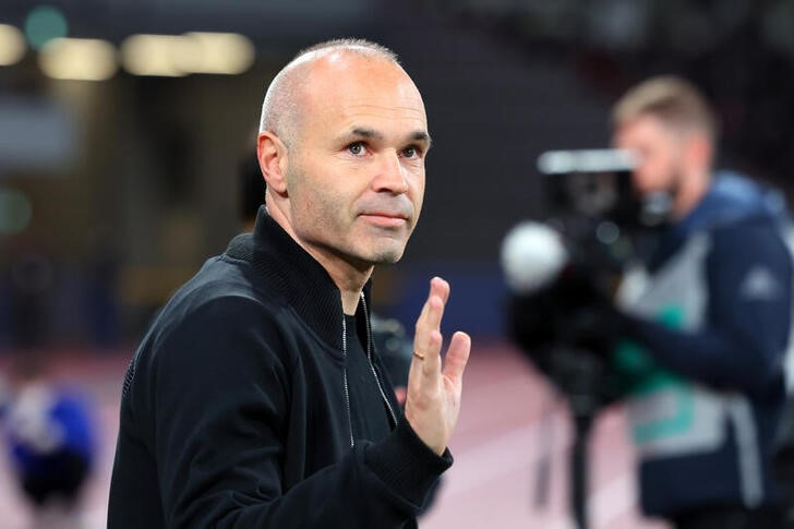 © Reuters. Feb 7, 2024; Tokyo, Japan; Andres Iniesta at Japan National Stadium. Mandatory Credit: Naoki Nishimura-USA TODAY Sports