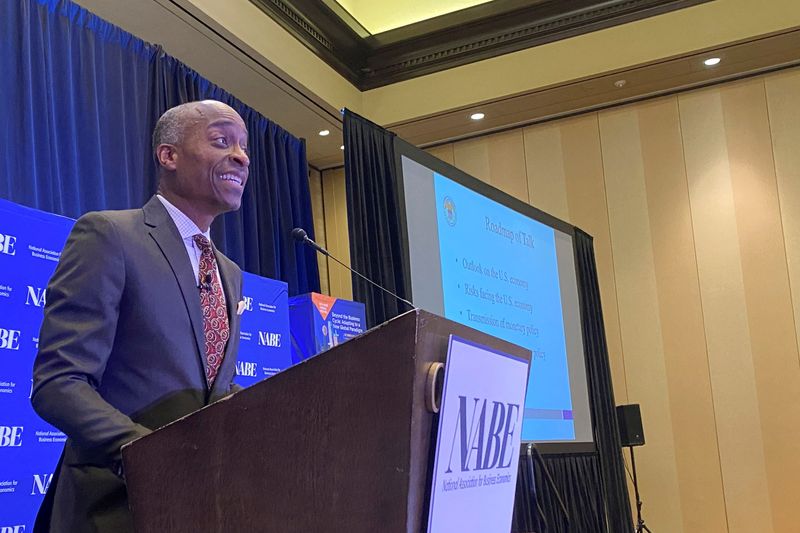 &copy; Reuters. FILE PHOTO: Federal Reserve Vice Chair Philip Jefferson speaks at a conference of the National Association for Business Economics in Dallas, Texas, U.S., October 9, 2023. REUTERS/Ann Saphir/File Photo