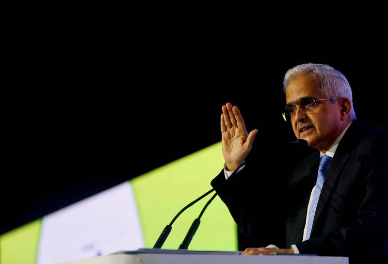 © Reuters. FILE PHOTO: Shaktikanta Das, Governor of the Reserve Bank of India (RBI) speaks during the Global Fintech Fest in Mumbai, India, August 28, 2024. REUTERS/Francis Mascarenhas/File Photo