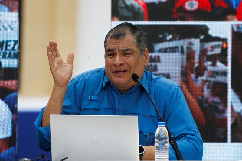 &copy; Reuters. FILE PHOTO: Ecuador's former President Rafael Correa attends a government event, in Caracas, Venezuela March 9, 2023. REUTERS/Leonardo Fernandez Viloria/File Photo