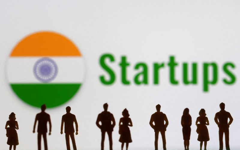 &copy; Reuters. FILE PHOTO: Indian flag, people miniatures, and the word "Startups" are seen in this illustration taken, March 20, 2024. REUTERS/Dado Ruvic/Illustration/File Photo