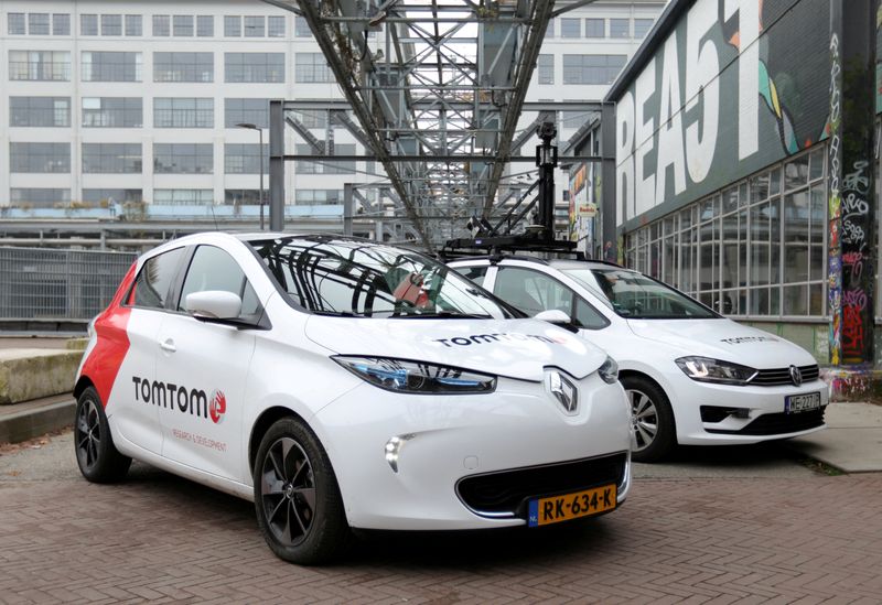 &copy; Reuters. FILE PHOTO: TomTom mobile mapping vehicles are seen in Eindhoven, Netherlands, November 21, 2019. REUTERS/Eva Plevier/File Photo