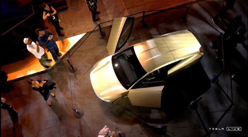 &copy; Reuters. Tesla's robotaxi is displayed at an unveiling event in Los Angeles, California, U.S. October 10, 2024,  in this still image taken from a video. Tesla/Handout via REUTERS