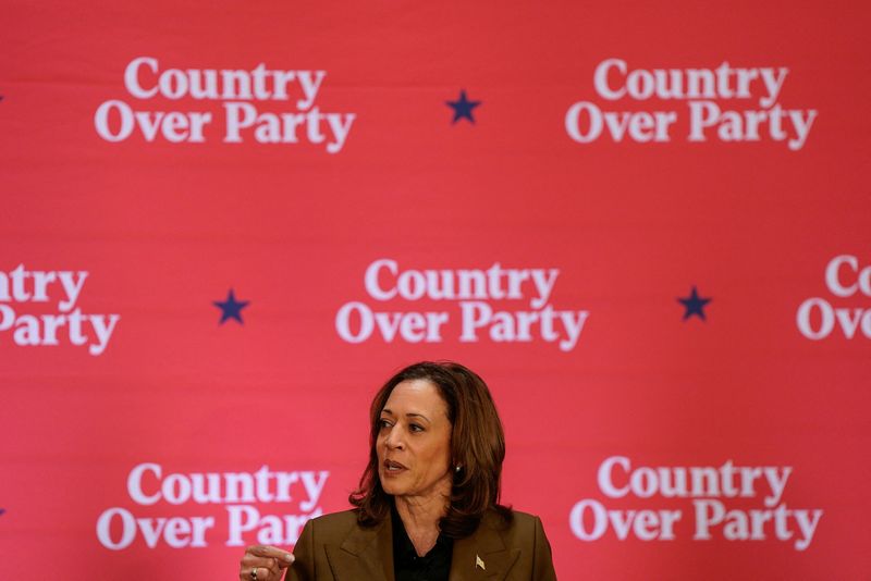 &copy; Reuters. Vice-presidente dos EUA e candidata democrata à Casa Branca, Kamala Harrisn11/10/2024nREUTERS/Elizabeth Frantz