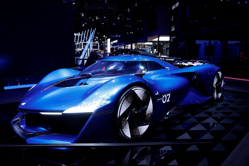 &copy; Reuters. The Alpine Alpenglow Hy6 prototype car is displayed on media day at the 2024 Paris Auto Show in Paris, France, October 14, 2024. REUTERS/Benoit Tessier