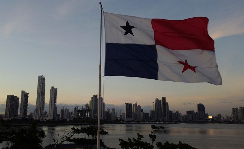 Panamanian Flag at Sunset in Panama City